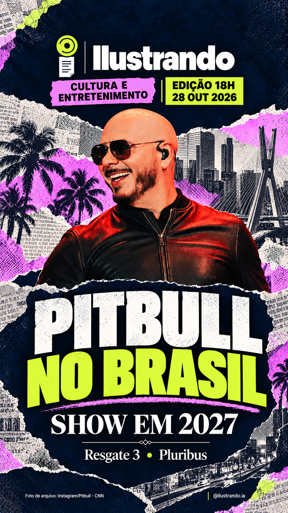 Capa original: Pitbull no Brasil: show em 2027
